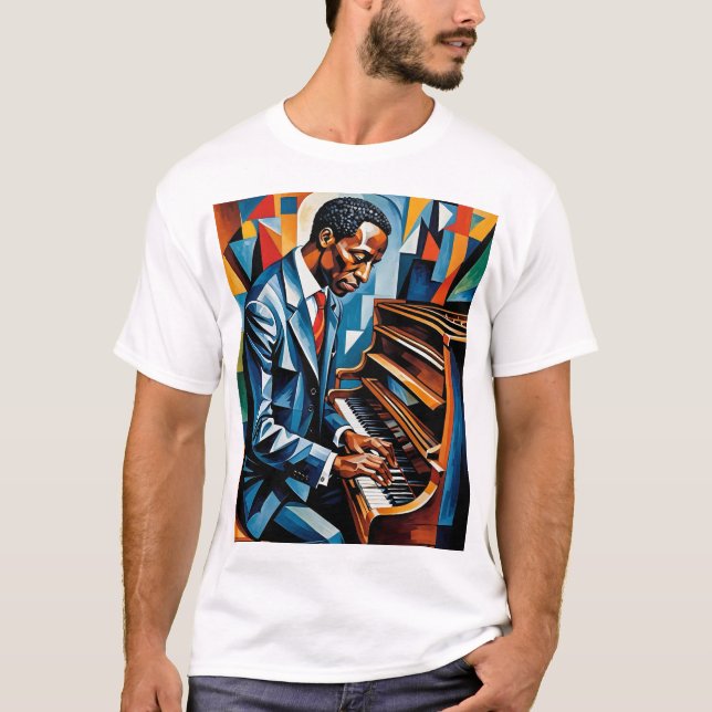 Jazz Pianist Abstract Musician Artistic Style Tee (Front)