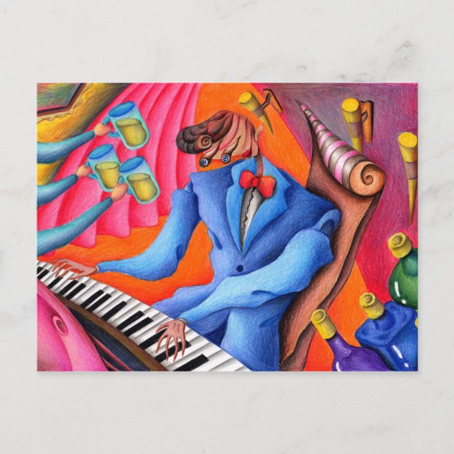 Jazz pianist postcard (Front)