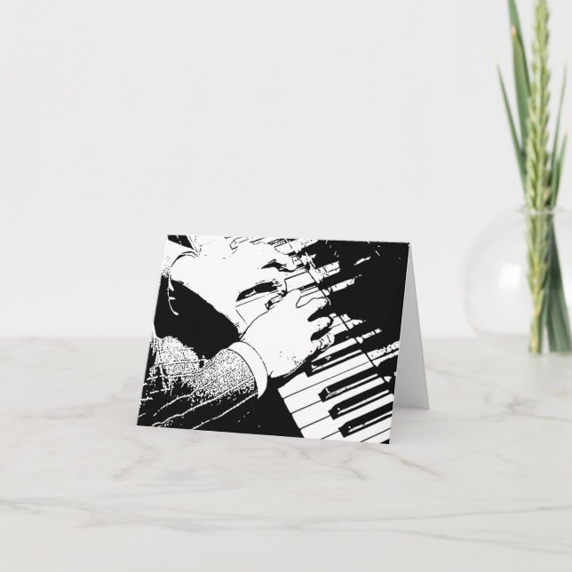 Jazz Piano Musician 4x5.6 Folded Note Card (Front)