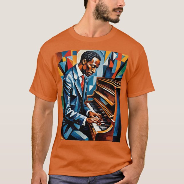 Jazz Piano Player Abstract Art Shirt (Front)