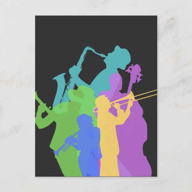 Jazz players holiday postcard (Front)