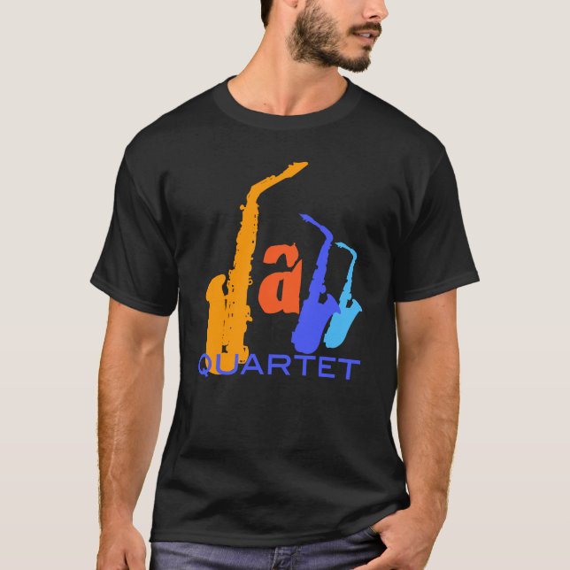 Jazz Quartet Saxophones Letters Tee (Front)