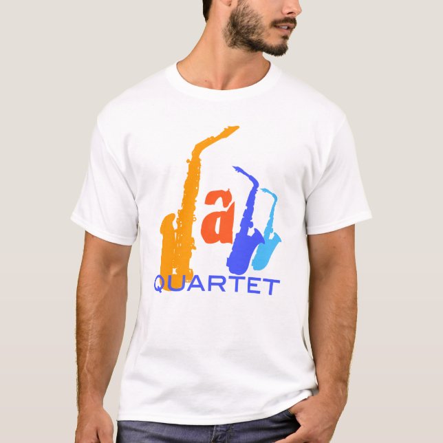Jazz Quartet Saxophones Letters Tee (Front)