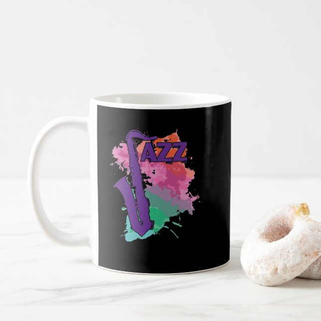 Jazz Saxophon Coffee Mug (With Donut)