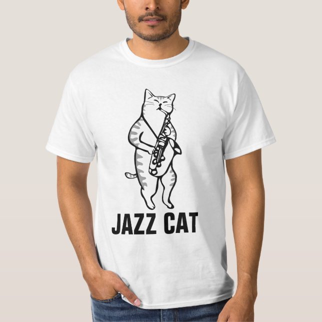 JAZZ Saxophone Cat T-shirts funny (Front)