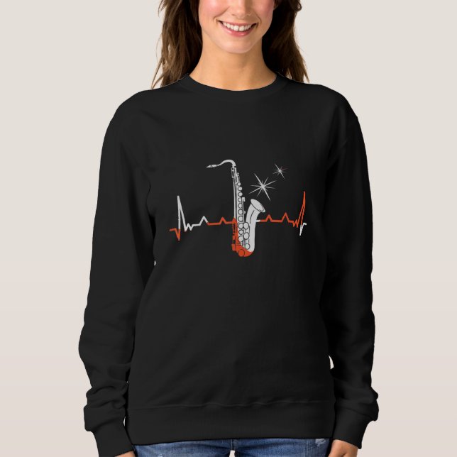 Jazz Saxophone Heartbeat Sweatshirt (Front)