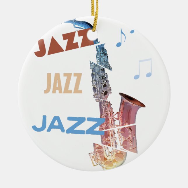 Jazz Saxophone Modern Art Ceramic Tree Decoration (Front)