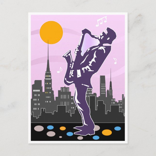 Jazz Saxophone Musician Postcard (Front)