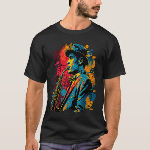 Jazz Saxophone Player Funky Pop 1920s Era Musician T-Shirt