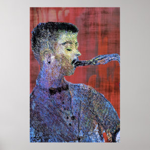 Jazz Saxophone Player Pointillist Fine Art Music Poster
