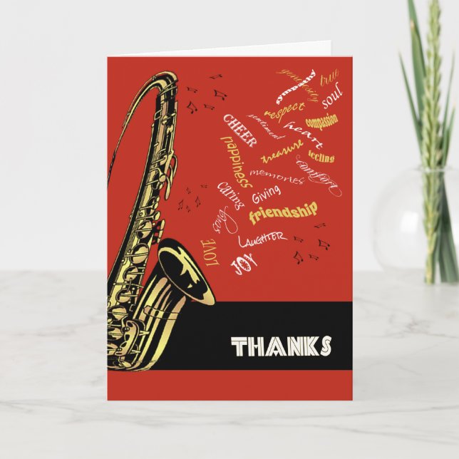 Jazz Saxophone Thank You Card (Front)