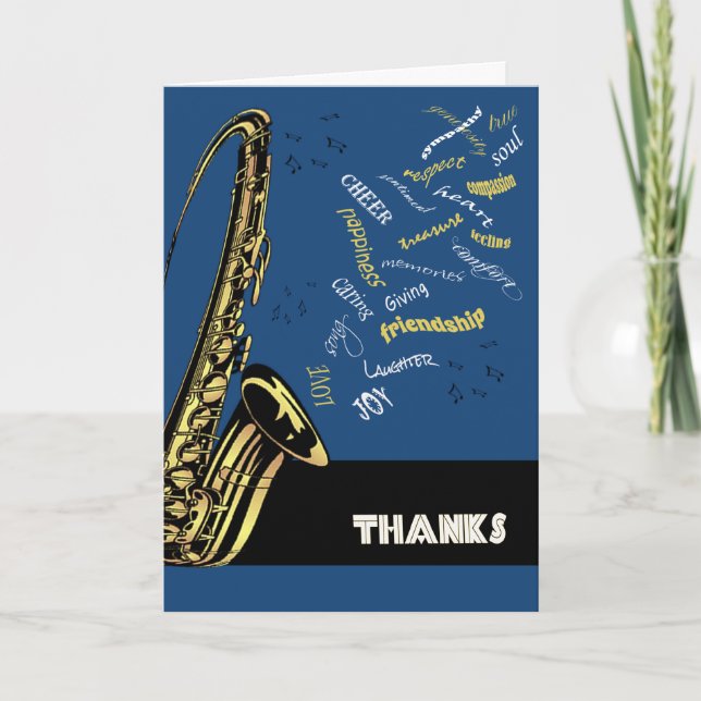 Jazz Saxophone Thank You Card (Front)
