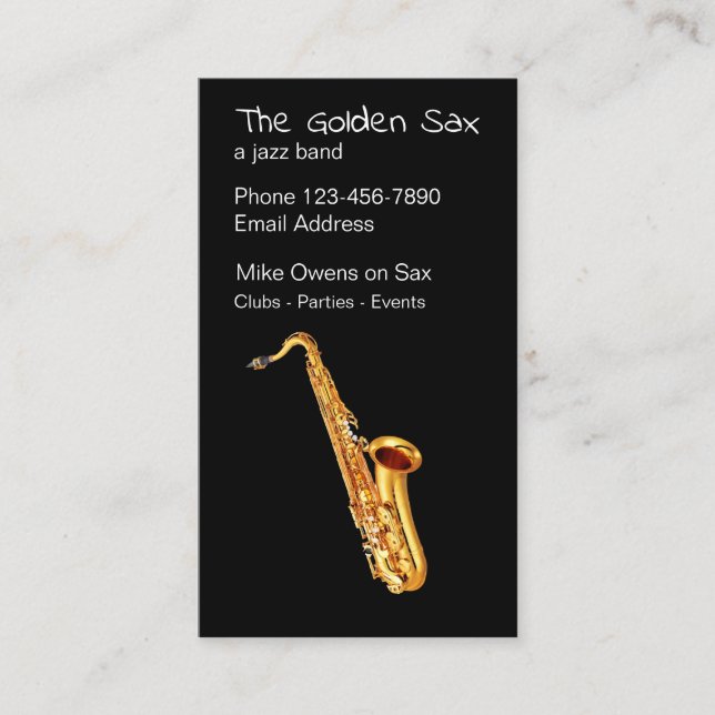 Jazz Saxophone Theme Business Card (Front)