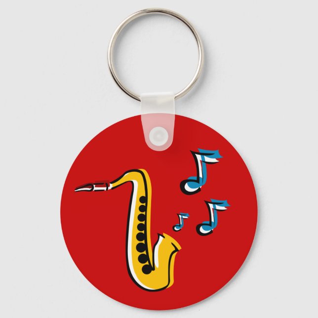 jazz saxophone with notes key chain (Front)
