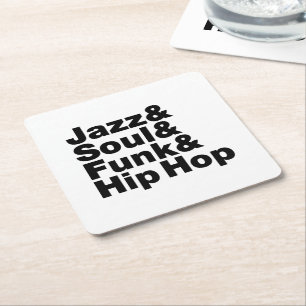 Jazz & Soul & Funk & Hip Hop Square Paper Coaster