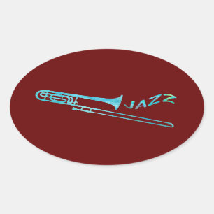 Jazz Trombone Oval Sticker
