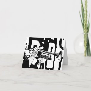 Jazz Trumpet Musician 4x5.6 Folded Note Card
