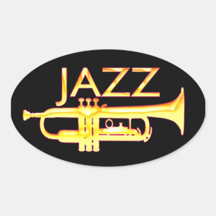 Jazz Trumpet Oval Stickers