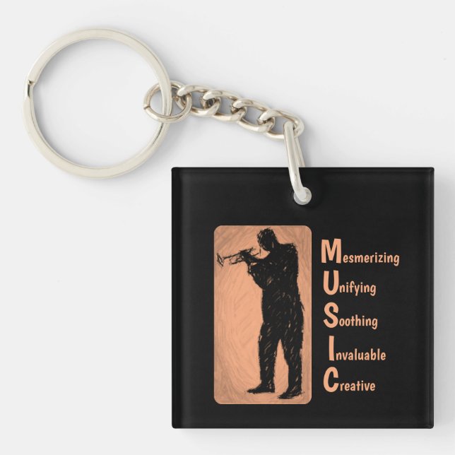 Jazz Trumpet Player Music Keychain (Front)