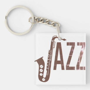Jazz Typography Sax Key Ring
