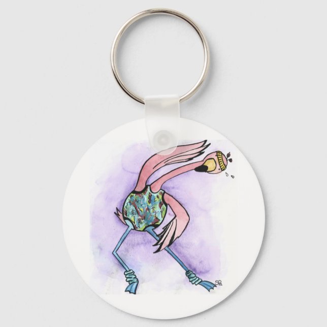 Jazzercise Flamingo Key Ring (Front)