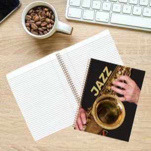 Jazzman Playing Gold Saxophone Notebook