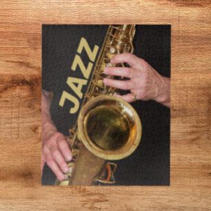 Jazzman Playing Gold Saxophone Photo Jigsaw Puzzle