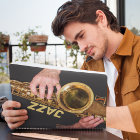Jazzman Playing Gold Saxophone Photo