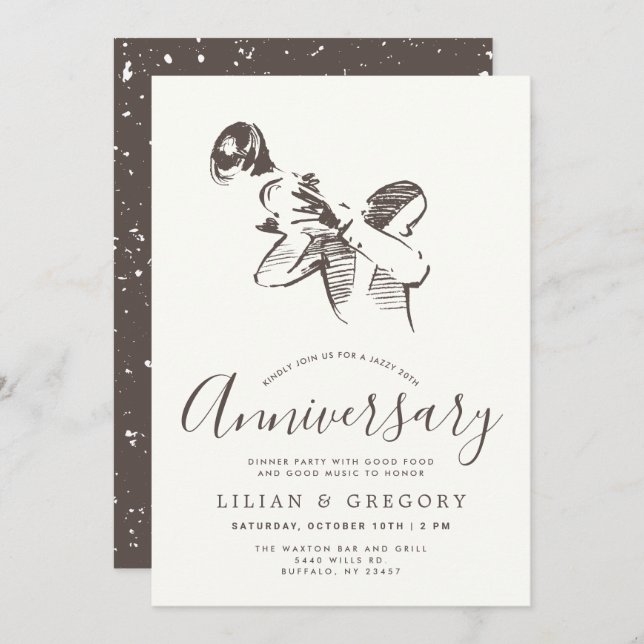 Jazzy Anniversary | Jazz Music Themed Party Invitation (Front/Back)