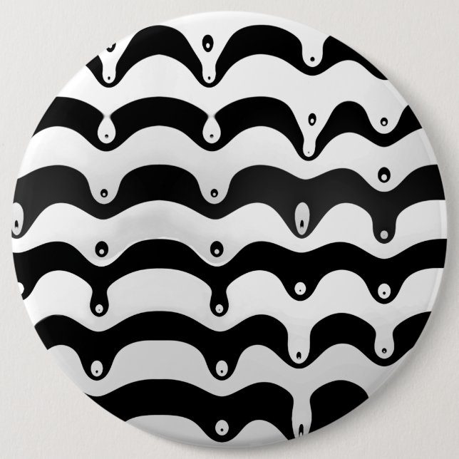 Jazzy Black and White Melting Zebra Stripes 6 Cm Round Badge (Front)