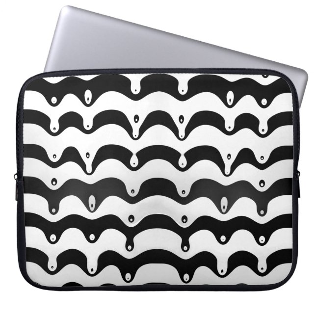 Jazzy Black and White Melting Zebra Stripes Laptop Laptop Sleeve (Front)