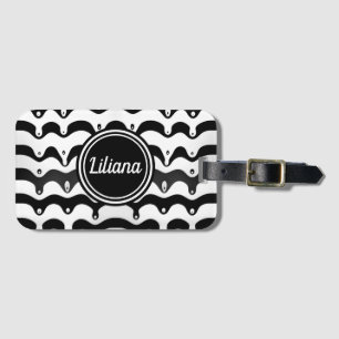 Jazzy Black and White Melting Zebra Stripes Luggage Tag