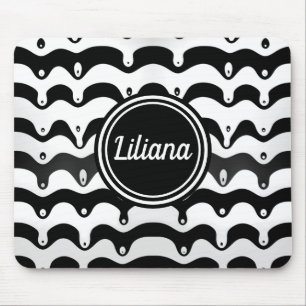 Jazzy Black and White Melting Zebra Stripes Mouse Mat