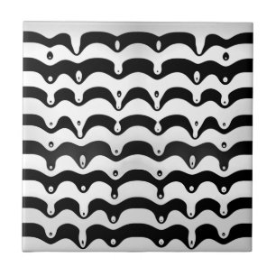 Jazzy Black and White Melting Zebra Stripes Tile