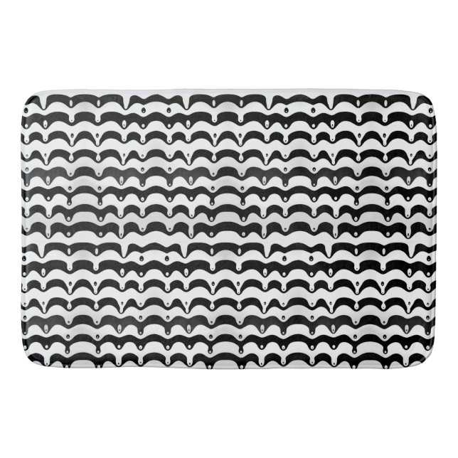 Jazzy Black & White Melting Zebra Stripes Bath Mat (Front)