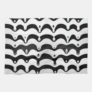 Jazzy Black & White Melting Zebra Stripes Kitchen Tea Towel