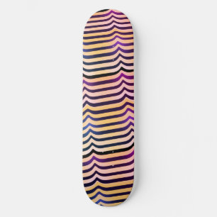 Jazzy Black & White Trippy Op Art Stripey Pattern Skateboard