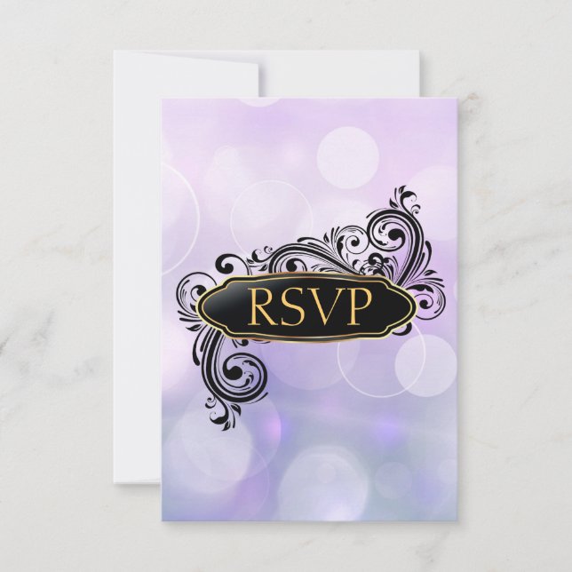 Jazzy Blue Bokeh Rsvp Invitations (Front)