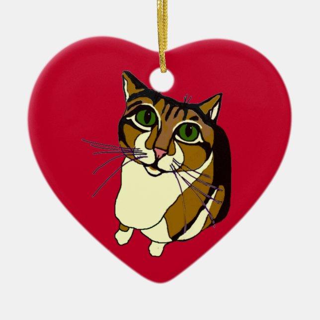 Jazzy Cat Heart Ornament (Front)