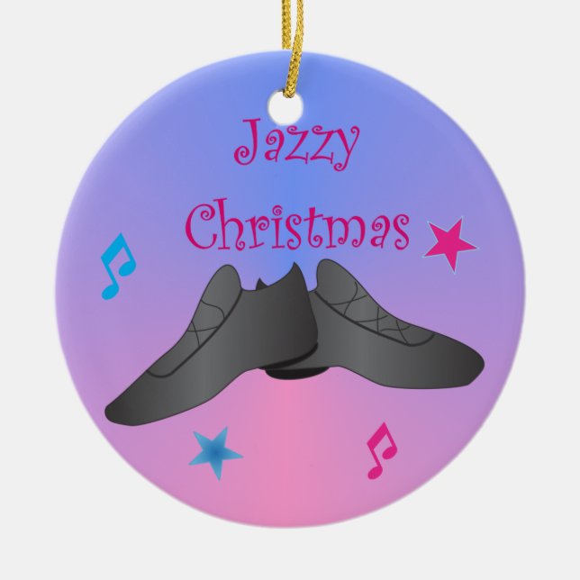 Jazzy Christmas Ceramic Tree Decoration (Front)