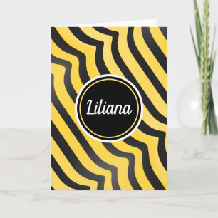Jazzy Cute Black and Yellow Striped Bumblebee Card