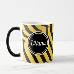 Jazzy Cute Black and Yellow Striped Bumblebee Magic Mug