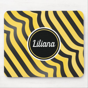 Jazzy Cute Black and Yellow Striped Bumblebee Mouse Mat