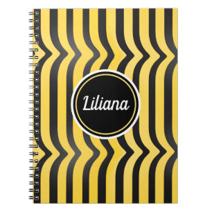 Jazzy Cute Black and Yellow Striped Bumblebee Notebook