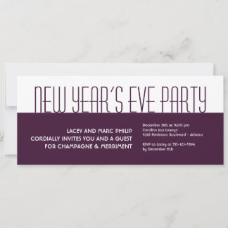 Jazzy deco plum white purple holiday formal party invitation