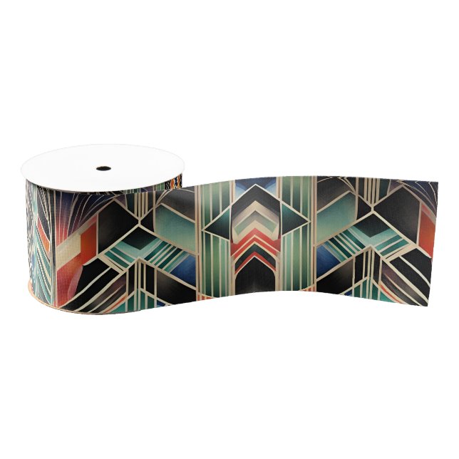Jazzy Geometric  Elegant Classic Boho Geometrical  Grosgrain Ribbon (Spool)