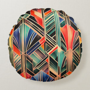 Jazzy Geometric Elegant Classic Boho Geometrical Round Cushion