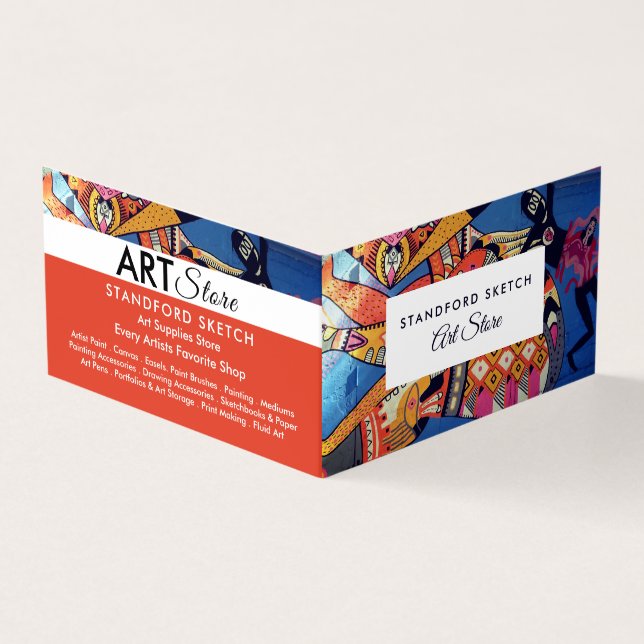 Jazzy Graffiti Art, Art Supplies Store, Detailed Business Card (Outside)