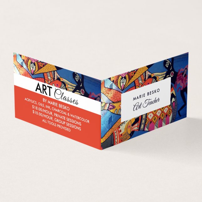 Jazzy Graffiti Art, Art Teacher, Detailed Business Card (Outside)