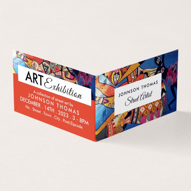 Jazzy Graffiti Art, Artist Exhibition, Detailed Business Card (Outside)